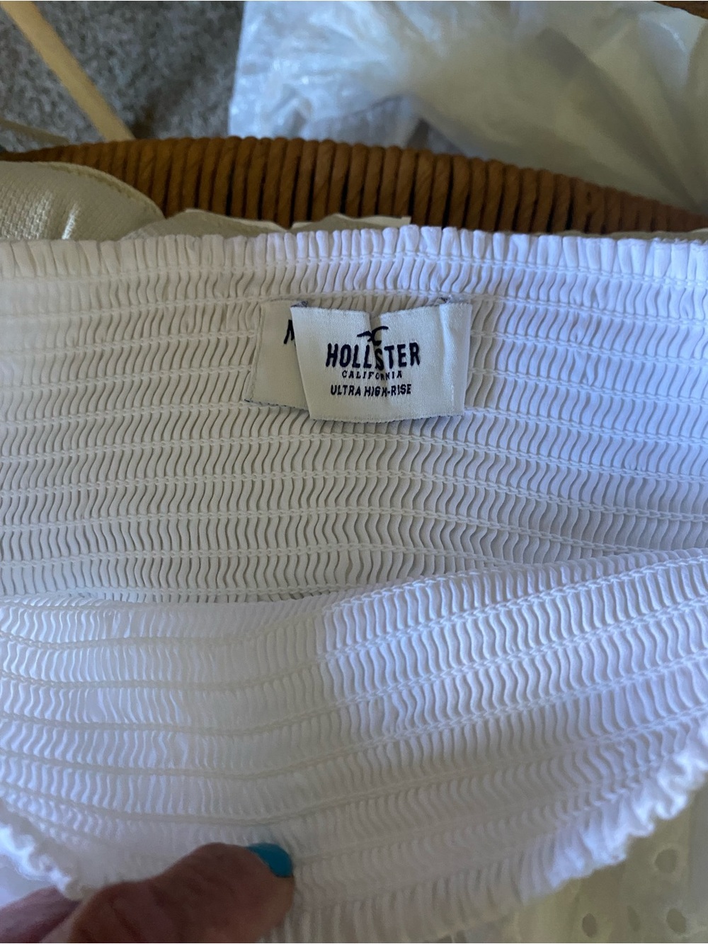 Hollister White Smocked skirt